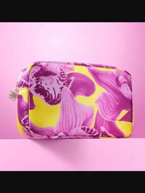 🔥3/$30 New IPSY Petal Pop Glam Bag Orchid Print Pop Art Style Purple Yellow Sil